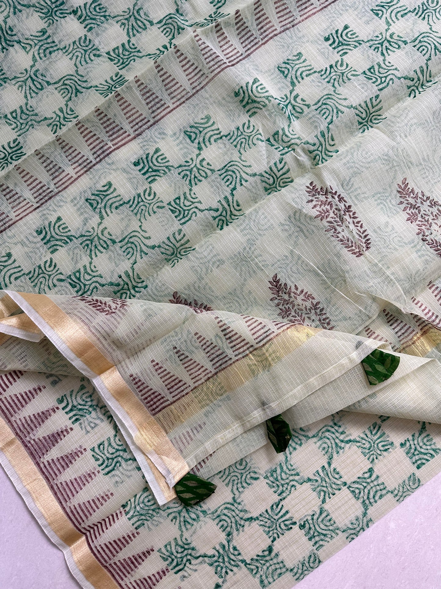 HandBlock Printed Kota Cotton Doria Saree