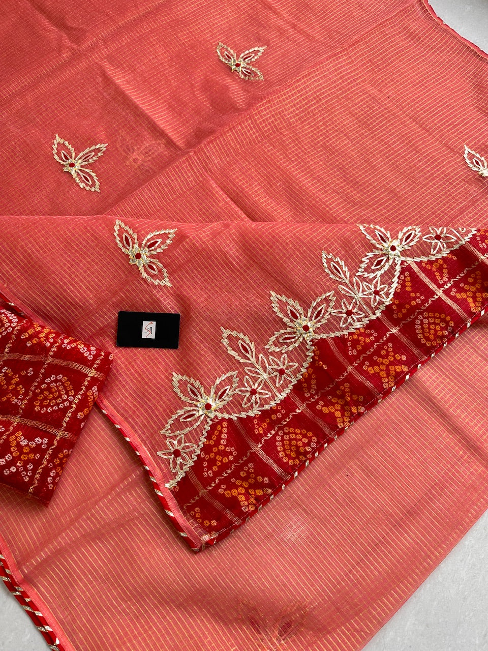 Jaipuri Gota Patti Embroidered Kota Cotton Tissue  Doria Saree