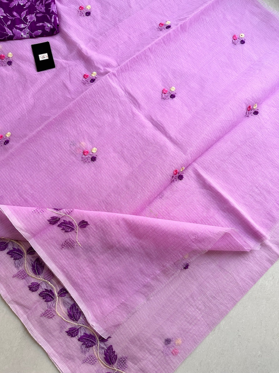 Embroidered Kota Cotton Doria Saree