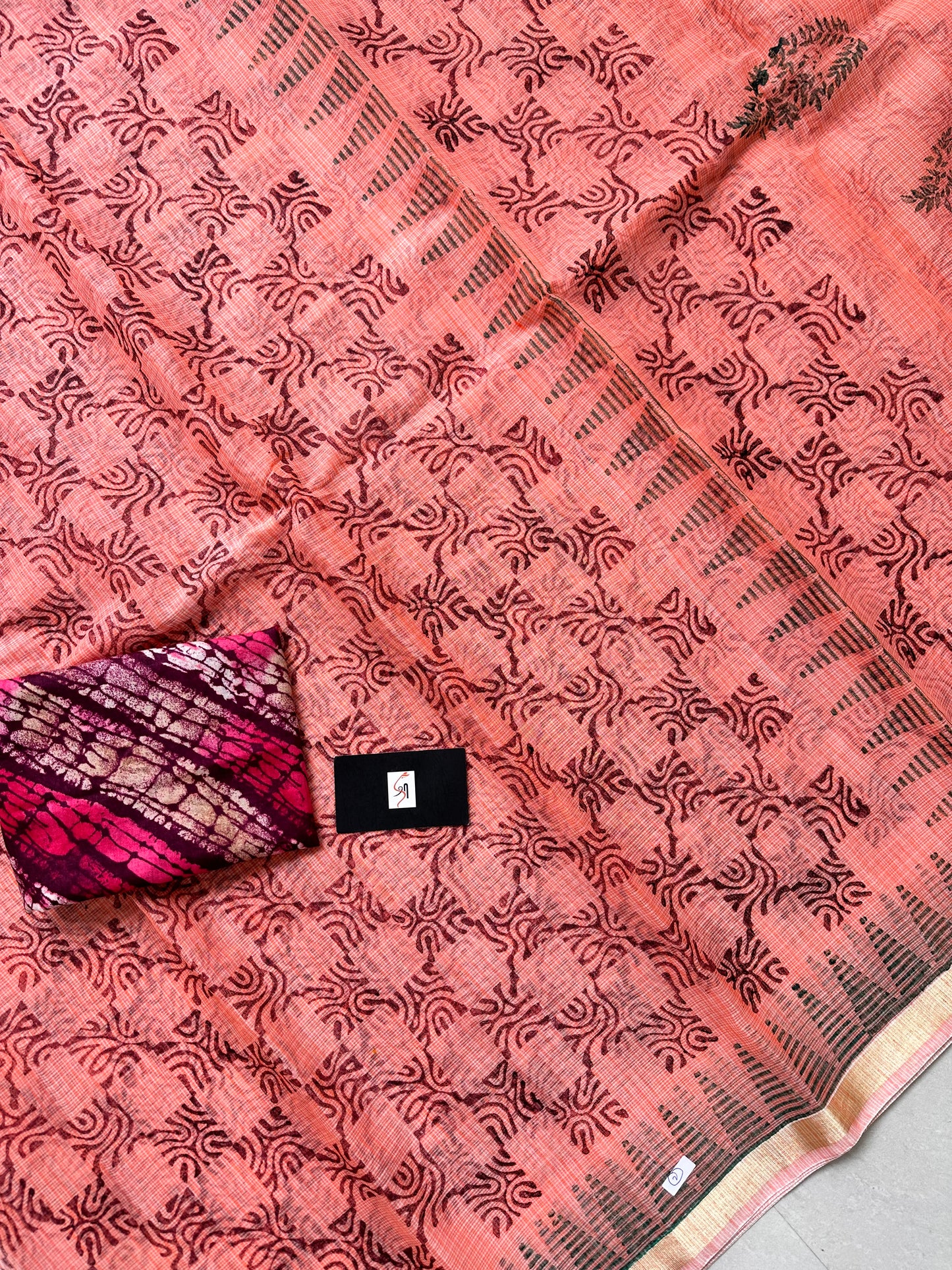 HandBlock Printed Kota Cotton Doria Saree