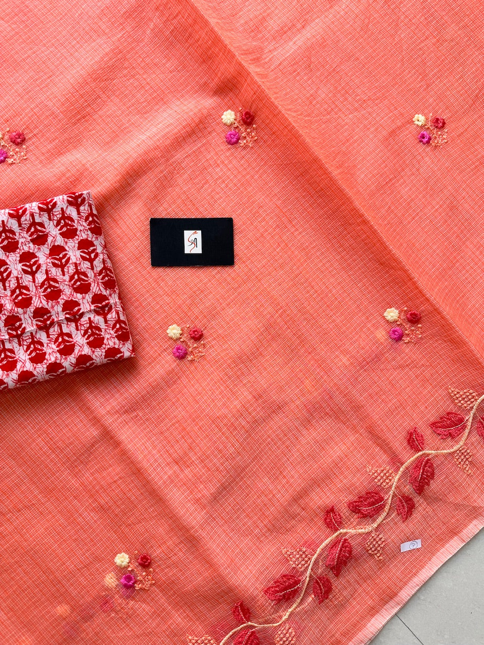 Embroidered Kota Cotton Doria Saree