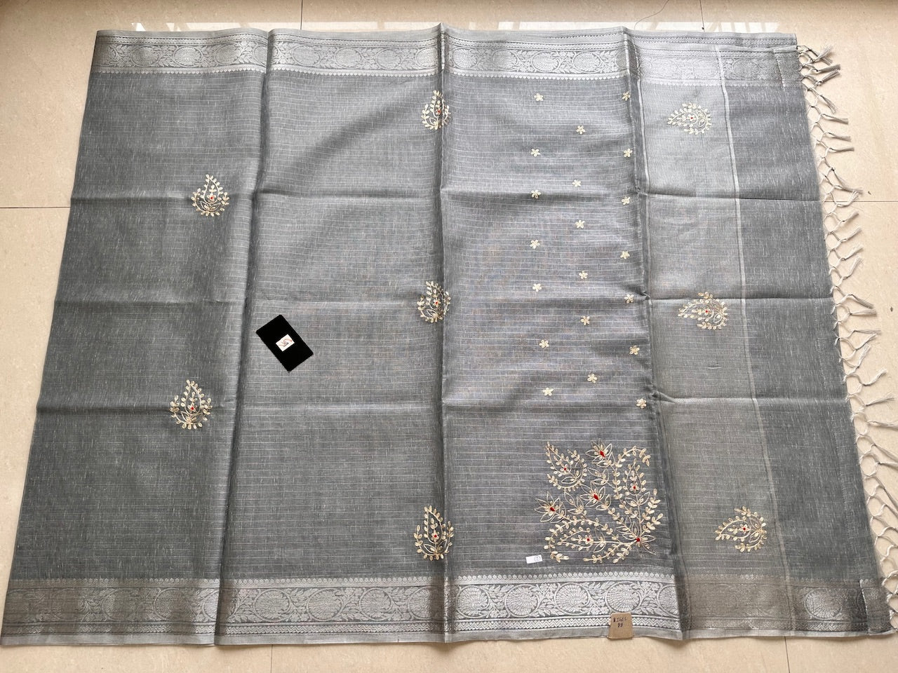 Jaipuri Pitta Work Embroidered Kota Cotton Lenin Saree