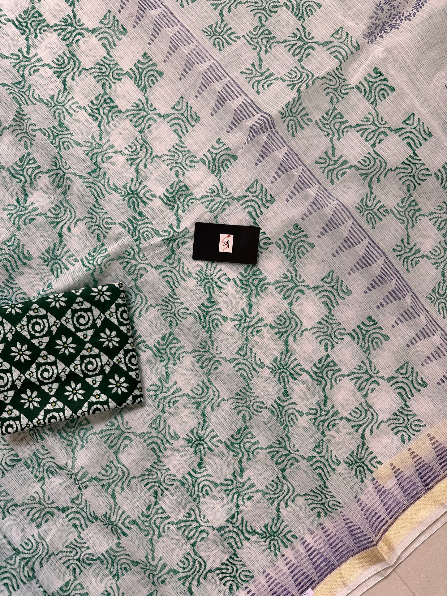 HandBlock Printed Kota Cotton Doria Saree