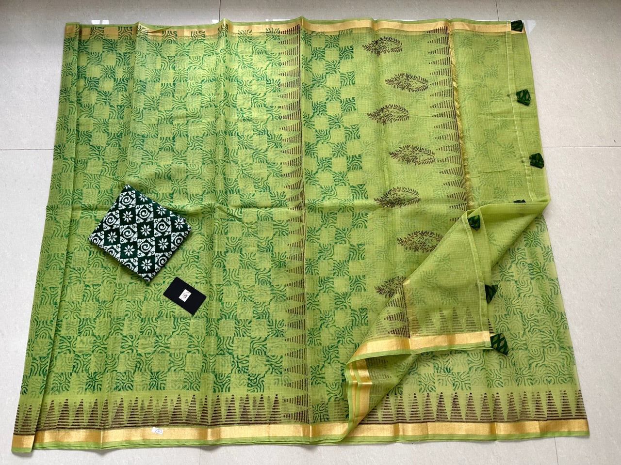 HandBlock Printed Kota Cotton Doria Saree