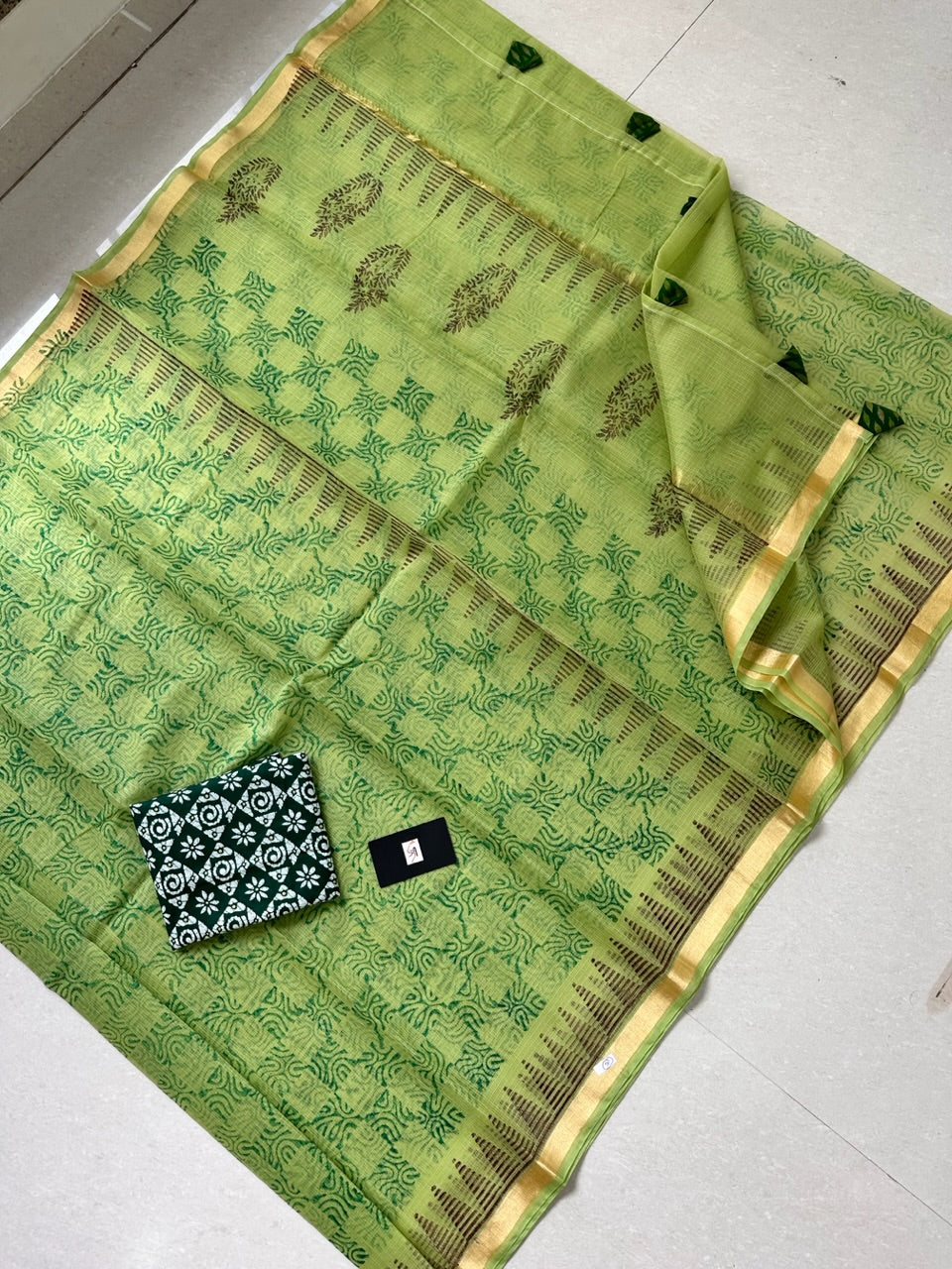 HandBlock Printed Kota Cotton Doria Saree