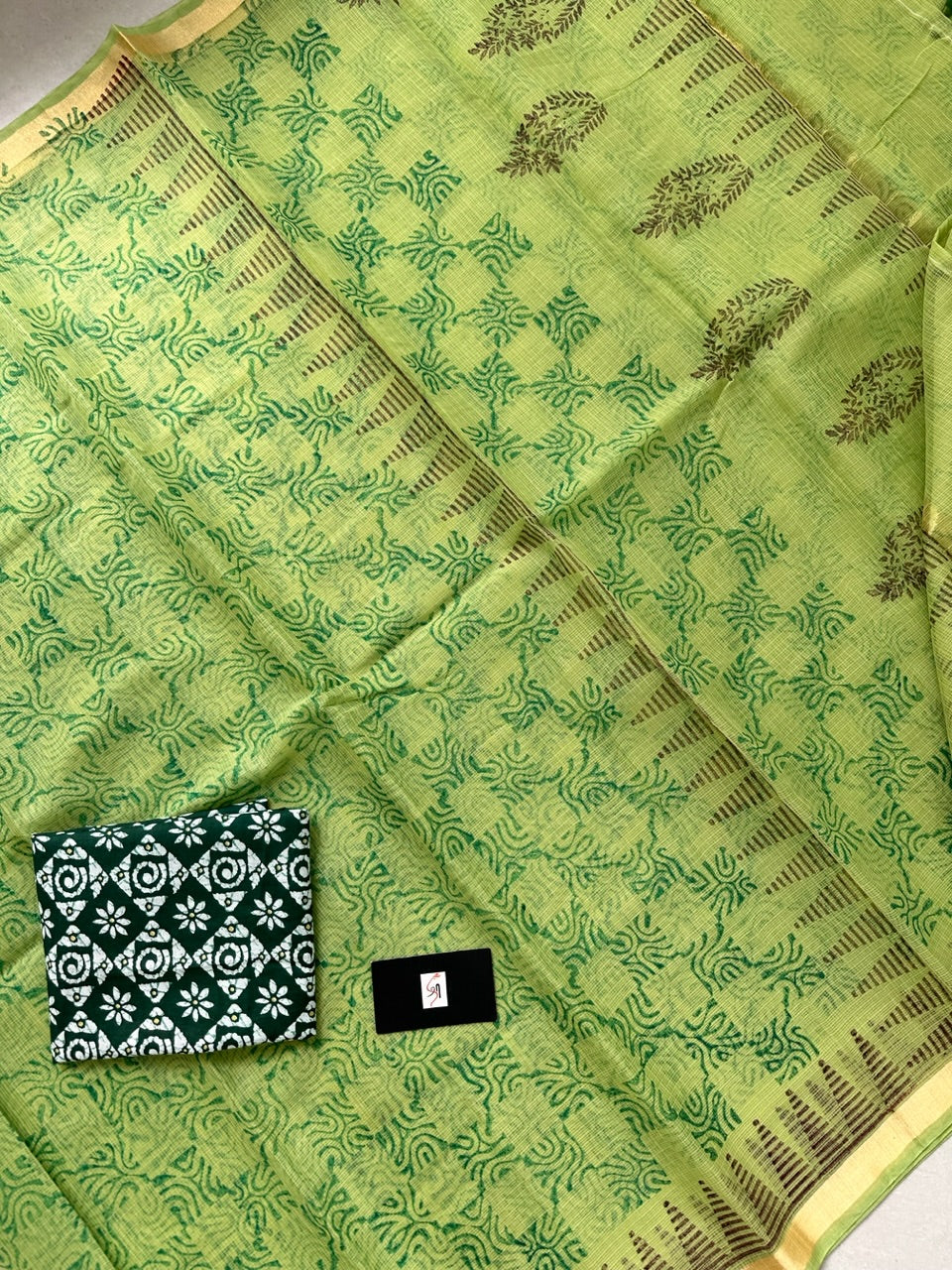 HandBlock Printed Kota Cotton Doria Saree