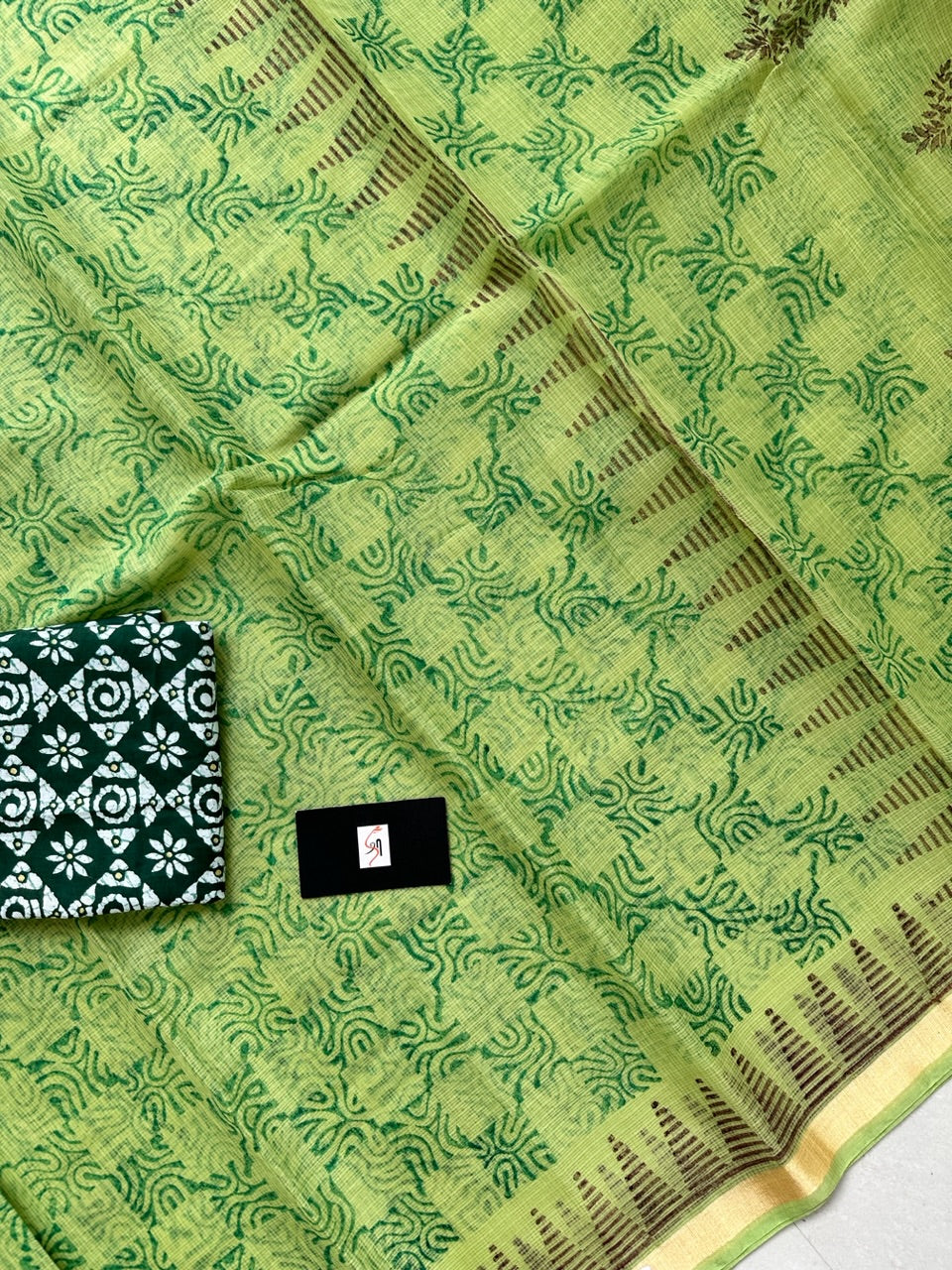 HandBlock Printed Kota Cotton Doria Saree