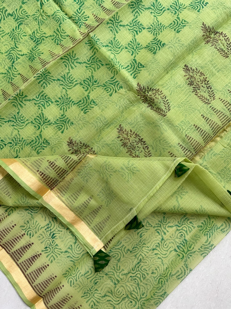 HandBlock Printed Kota Cotton Doria Saree