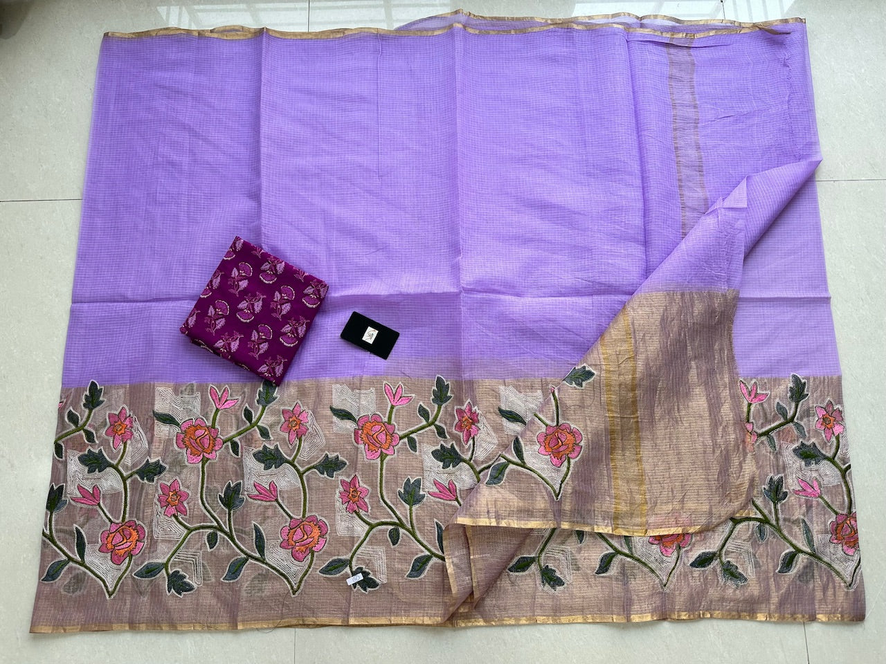 Pure Embroidered Kota Cotton Doria Saree