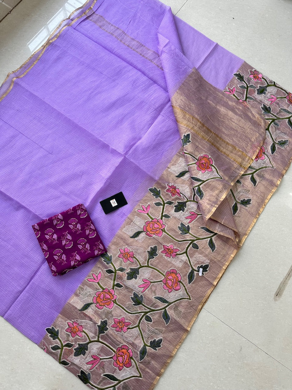 Pure Embroidered Kota Cotton Doria Saree