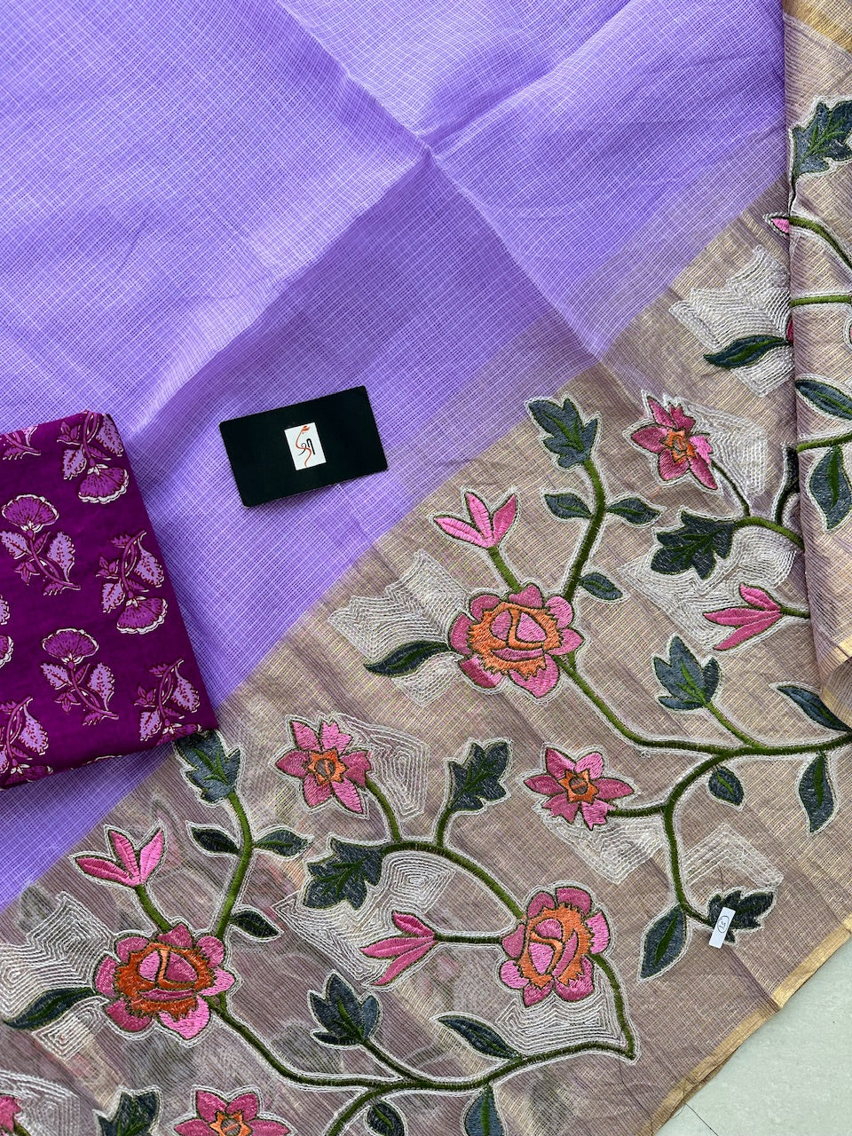 Pure Embroidered Kota Cotton Doria Saree