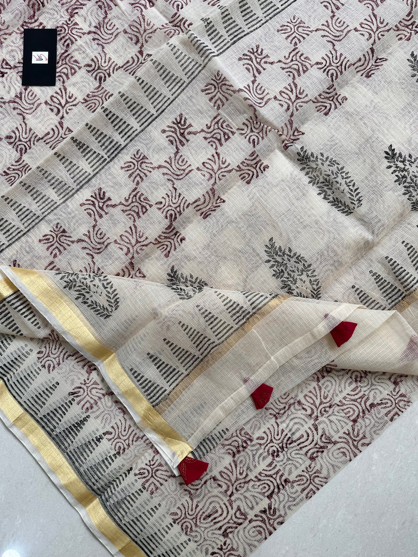 HandBlock Printed Kota Cotton Doria Saree