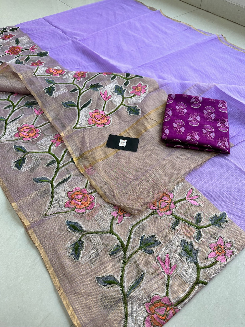 Pure Embroidered Kota Cotton Doria Saree