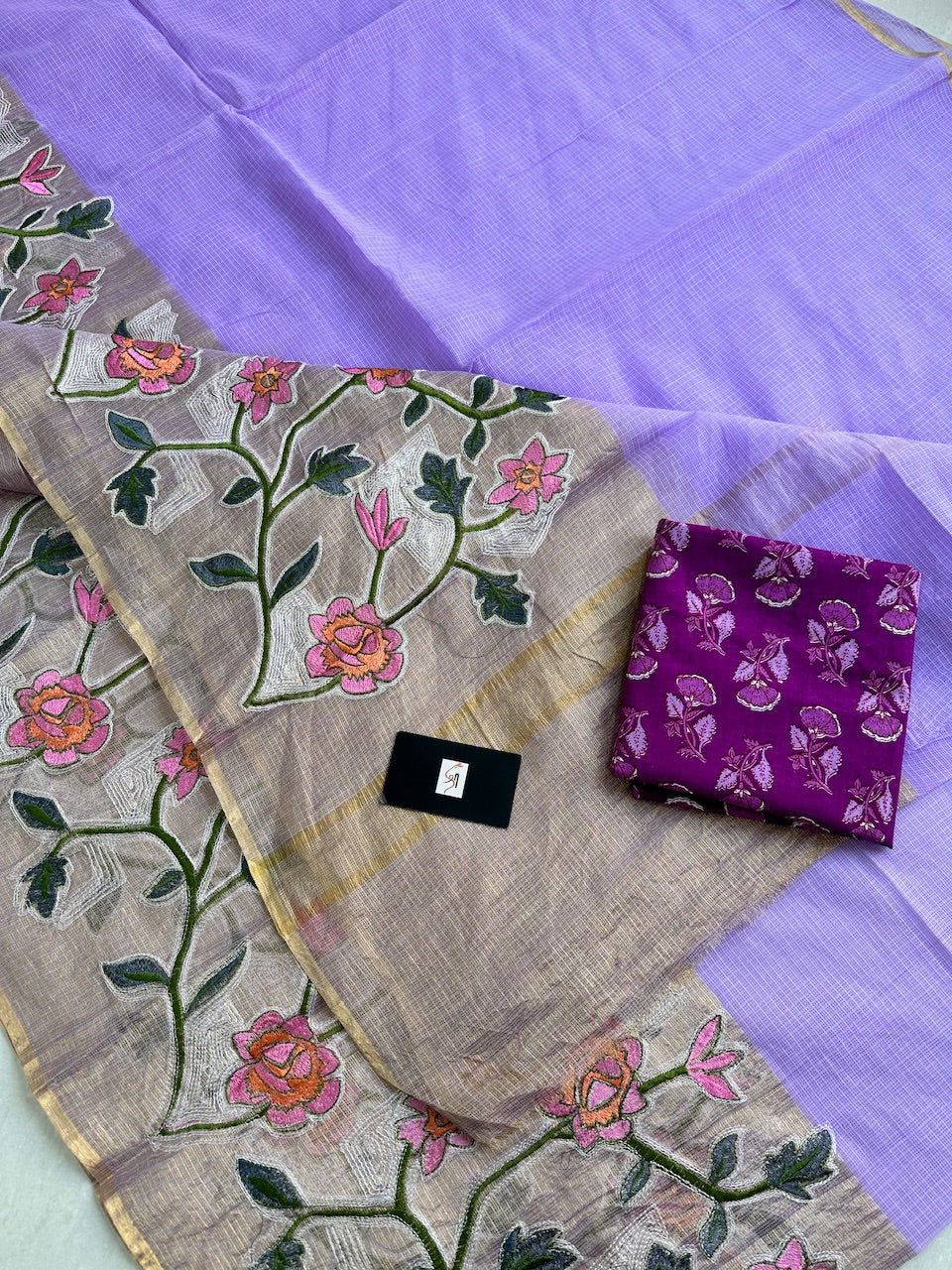 Pure Embroidered Kota Cotton Doria Saree