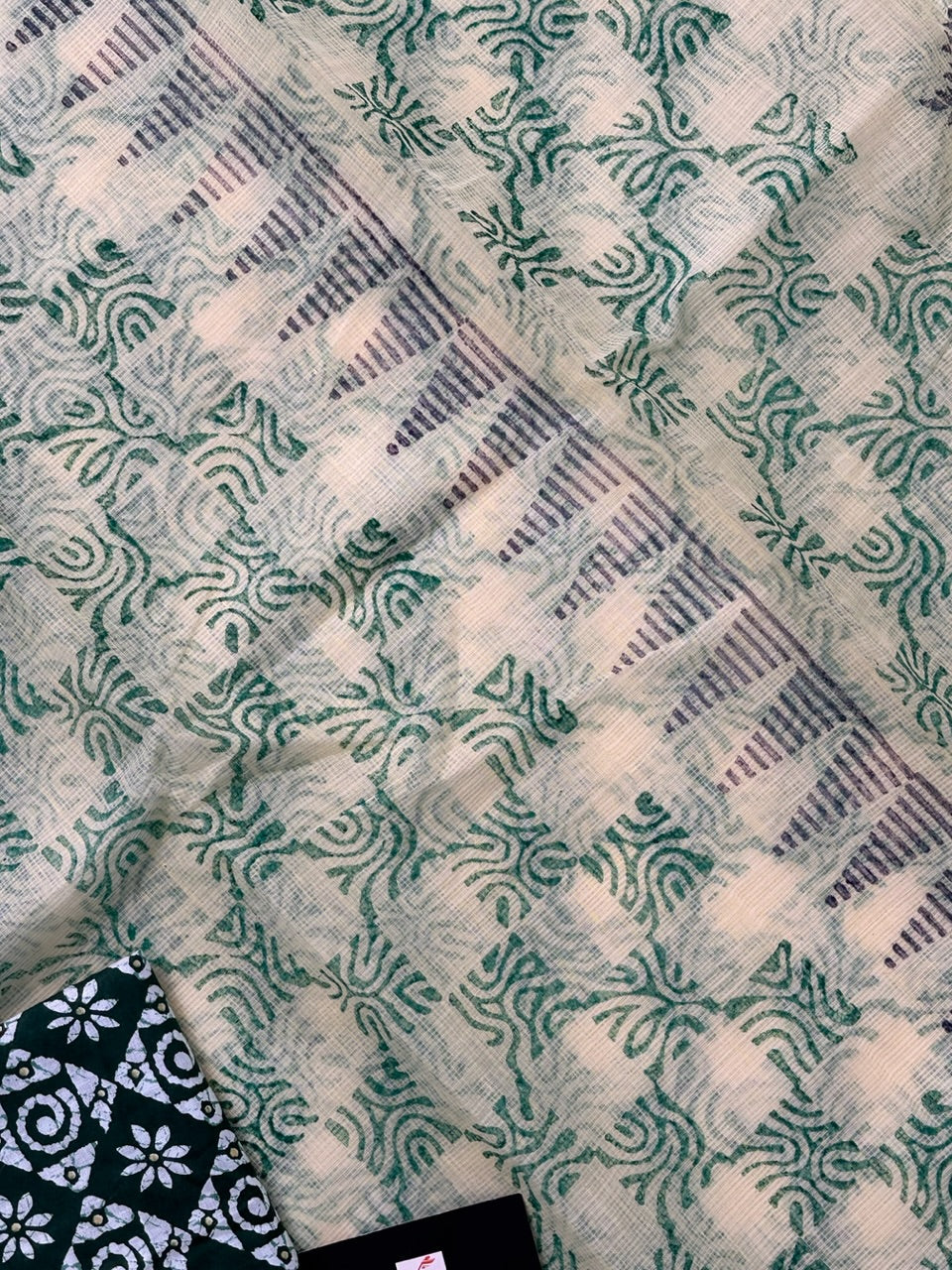 HandBlock Printed Kota Cotton Doria Saree