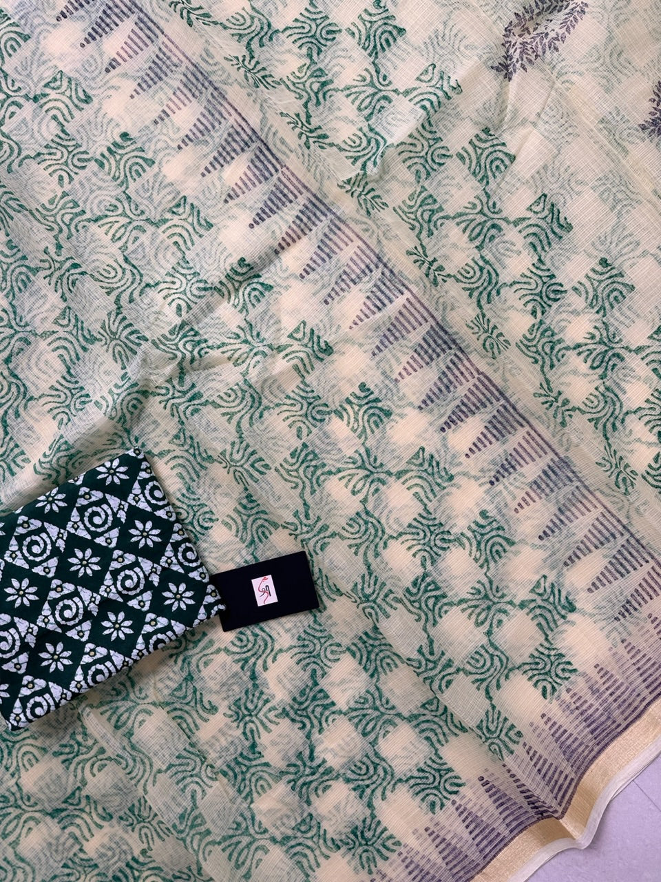 HandBlock Printed Kota Cotton Doria Saree