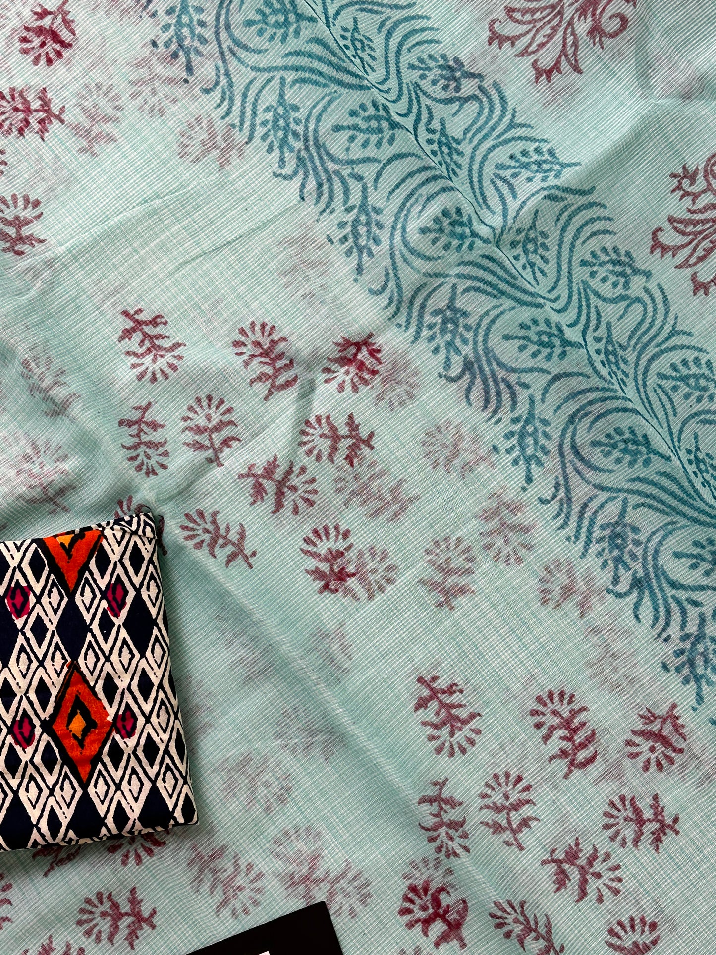 HandBlock Printed Kota Cotton Doria Saree