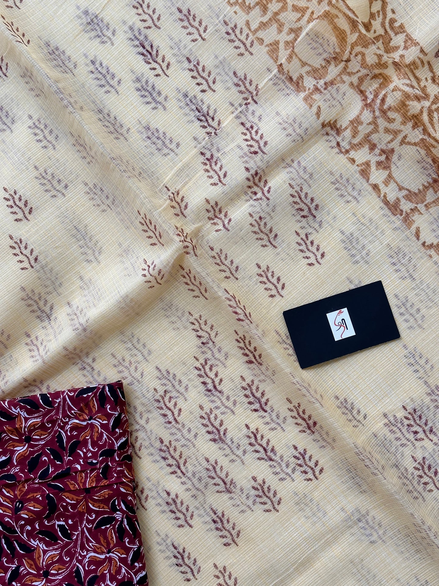 HandBlock Printed Kota Cotton Doria Saree