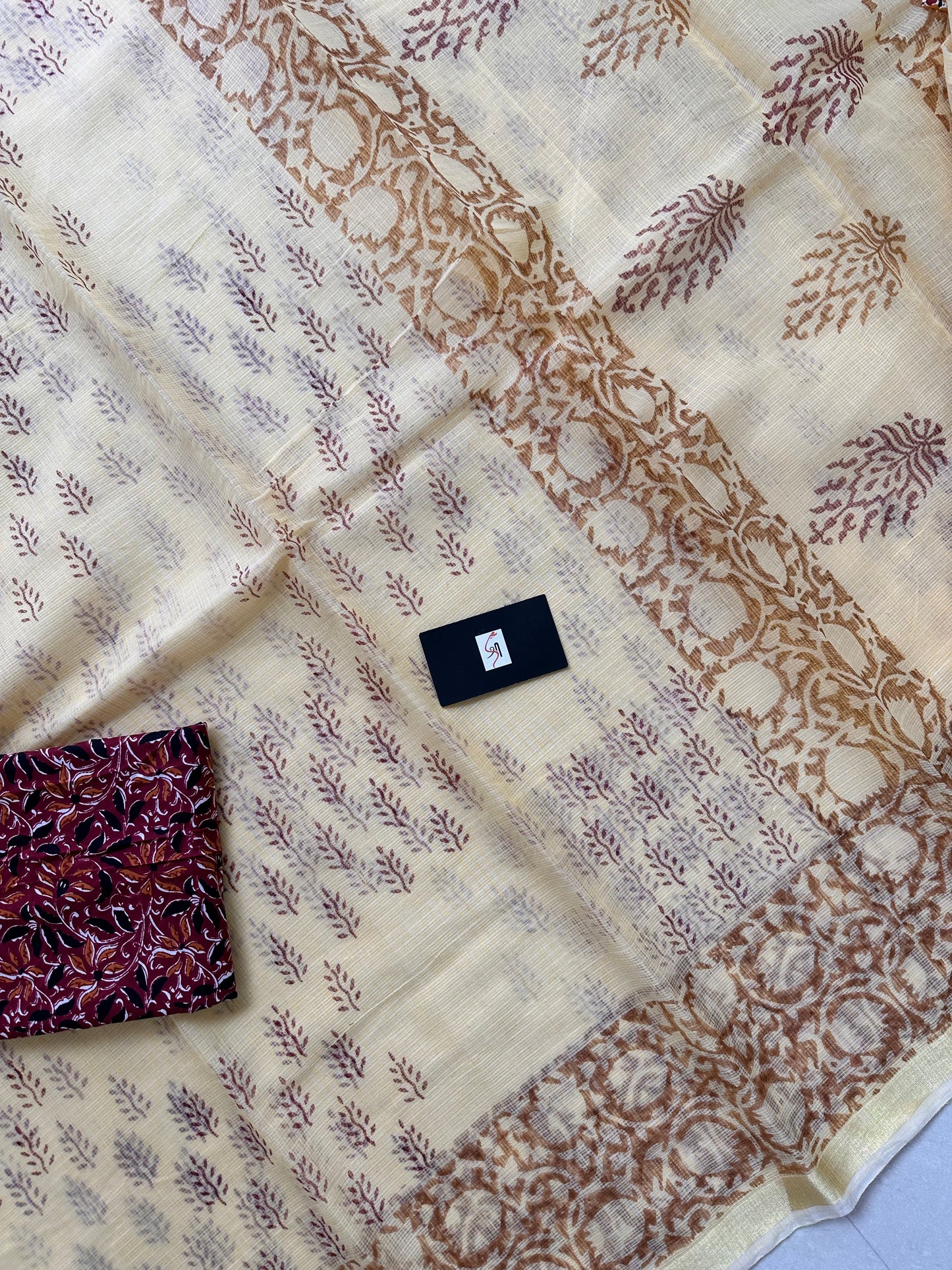 HandBlock Printed Kota Cotton Doria Saree