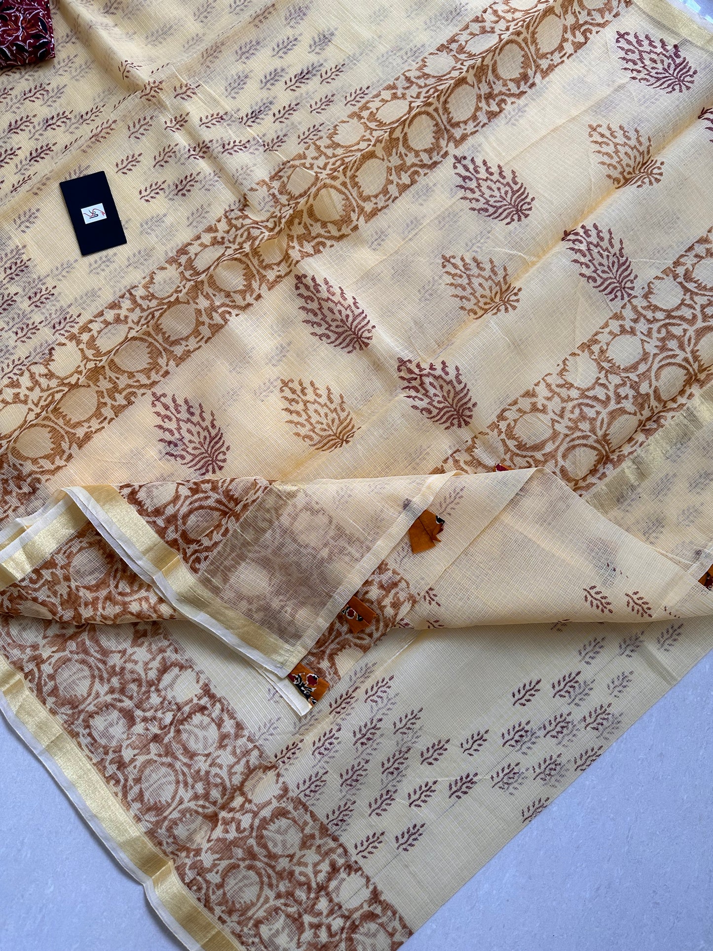 HandBlock Printed Kota Cotton Doria Saree