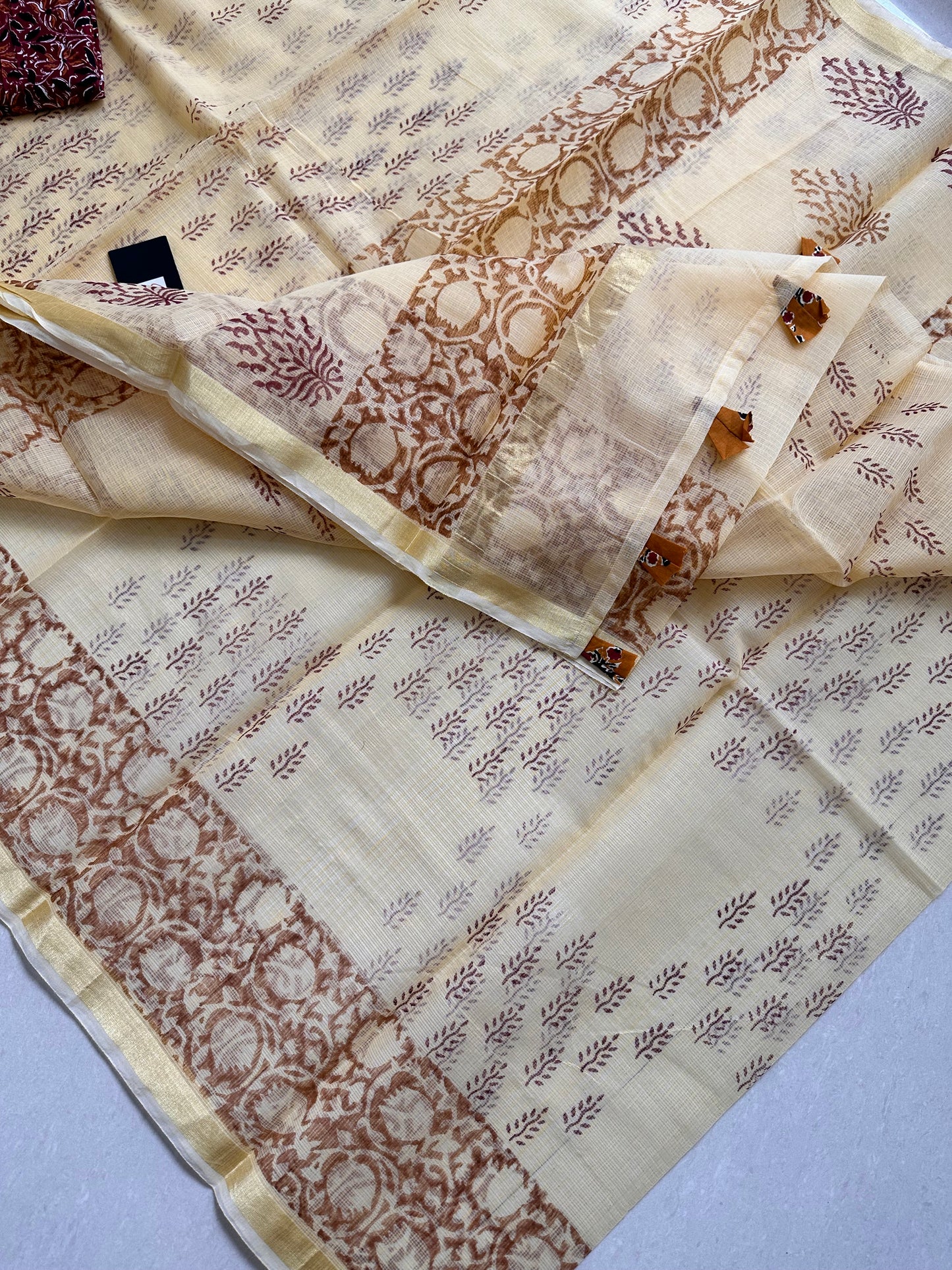 HandBlock Printed Kota Cotton Doria Saree