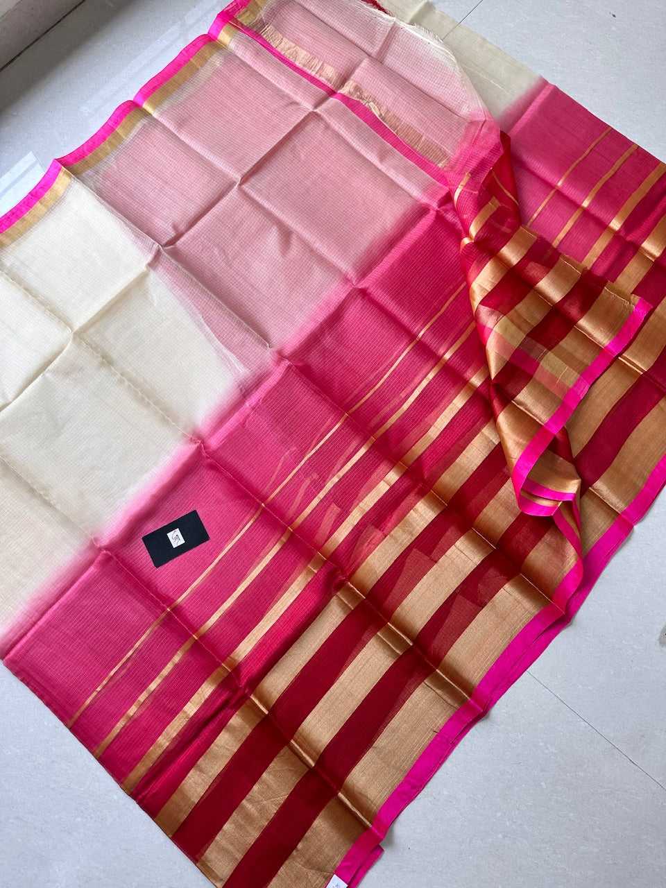 Pure Zari Stripe Multidyed Kota Silk Saree