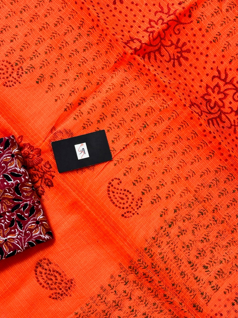 HandBlock Printed Kota Cotton Doria Saree