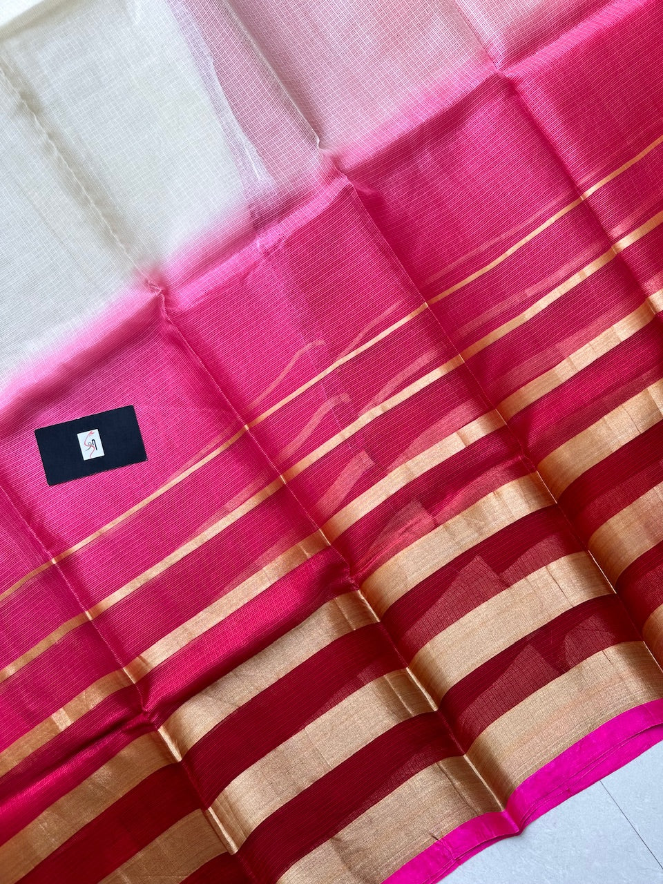 Pure Zari Stripe Multidyed Kota Silk Saree