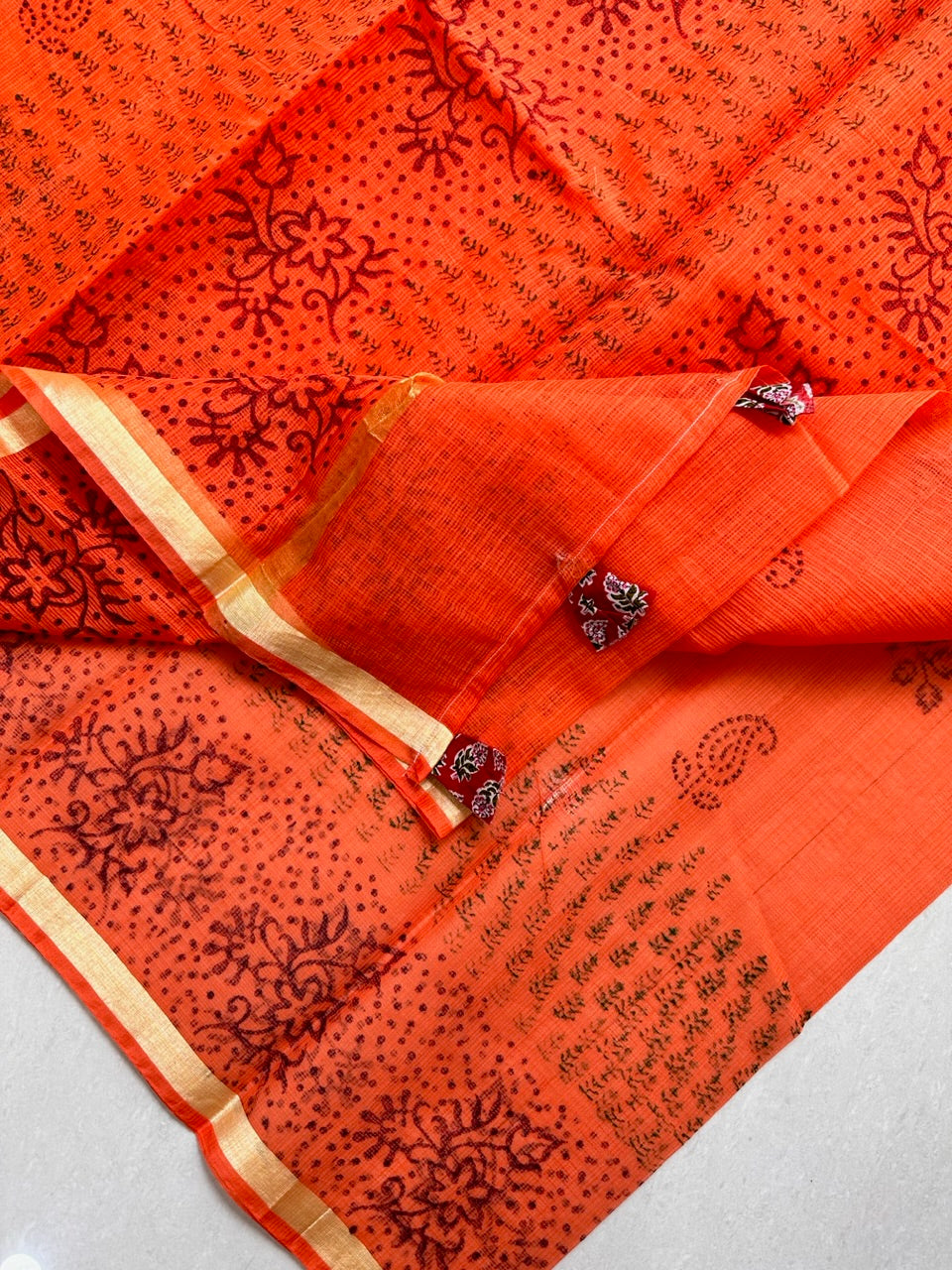 HandBlock Printed Kota Cotton Doria Saree