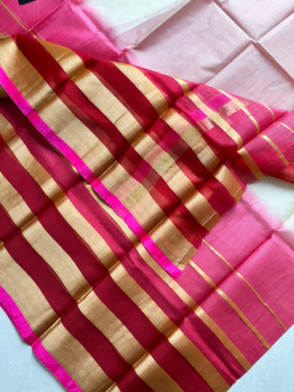 Pure Zari Stripe Multidyed Kota Silk Saree