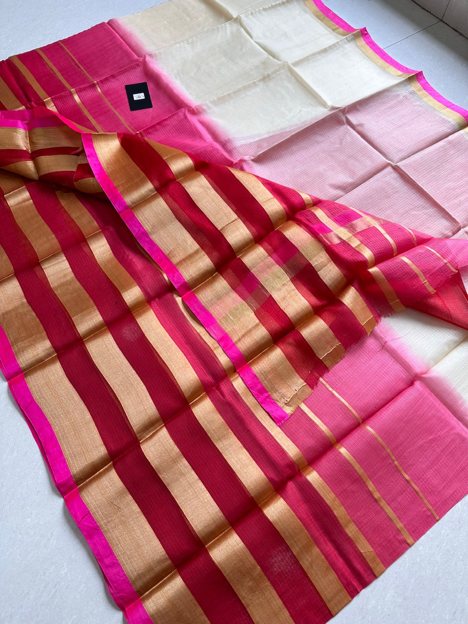 Pure Zari Stripe Multidyed Kota Silk Saree