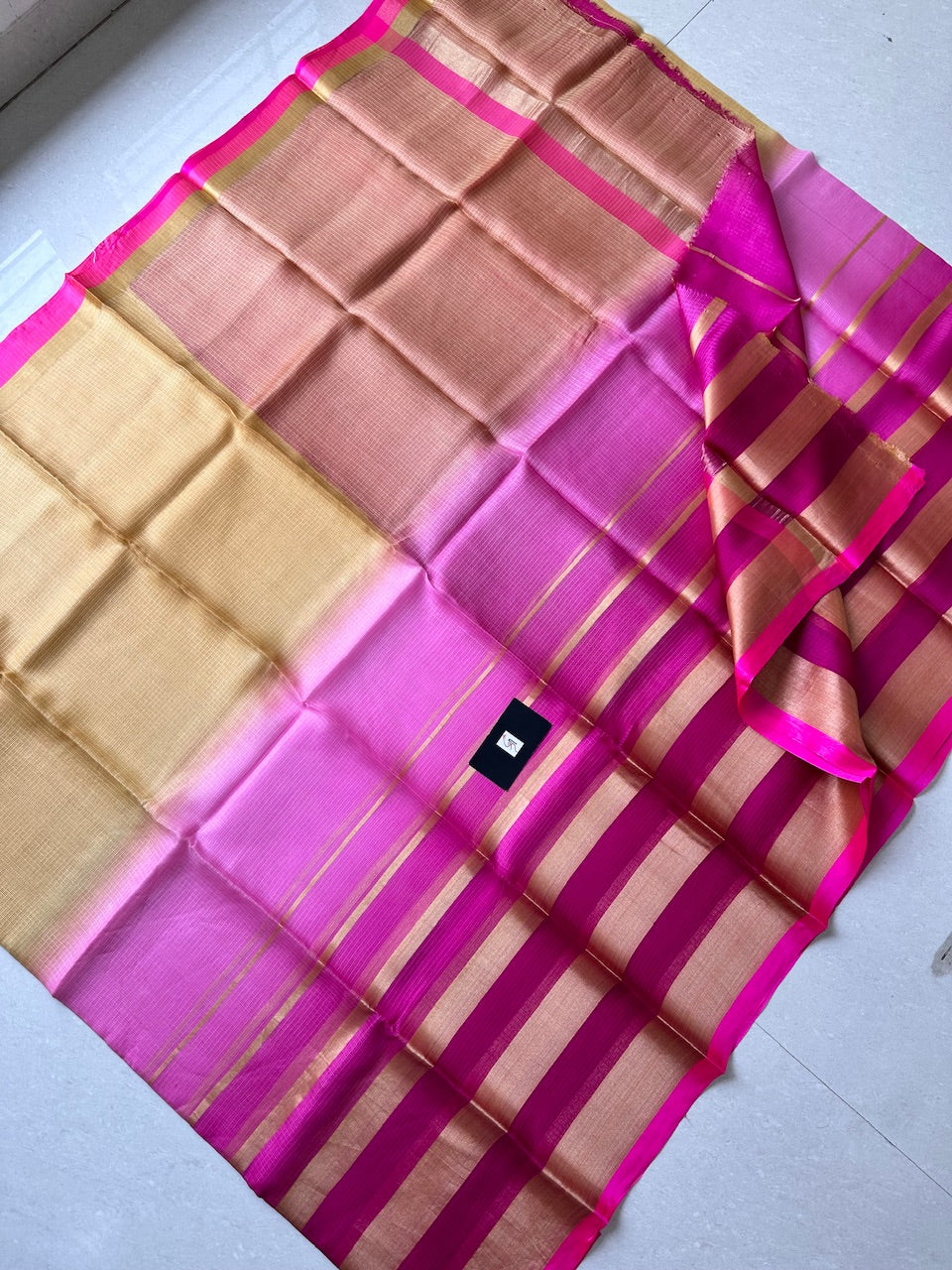 Pure Zari Stripe Multidyed Kota Silk Saree