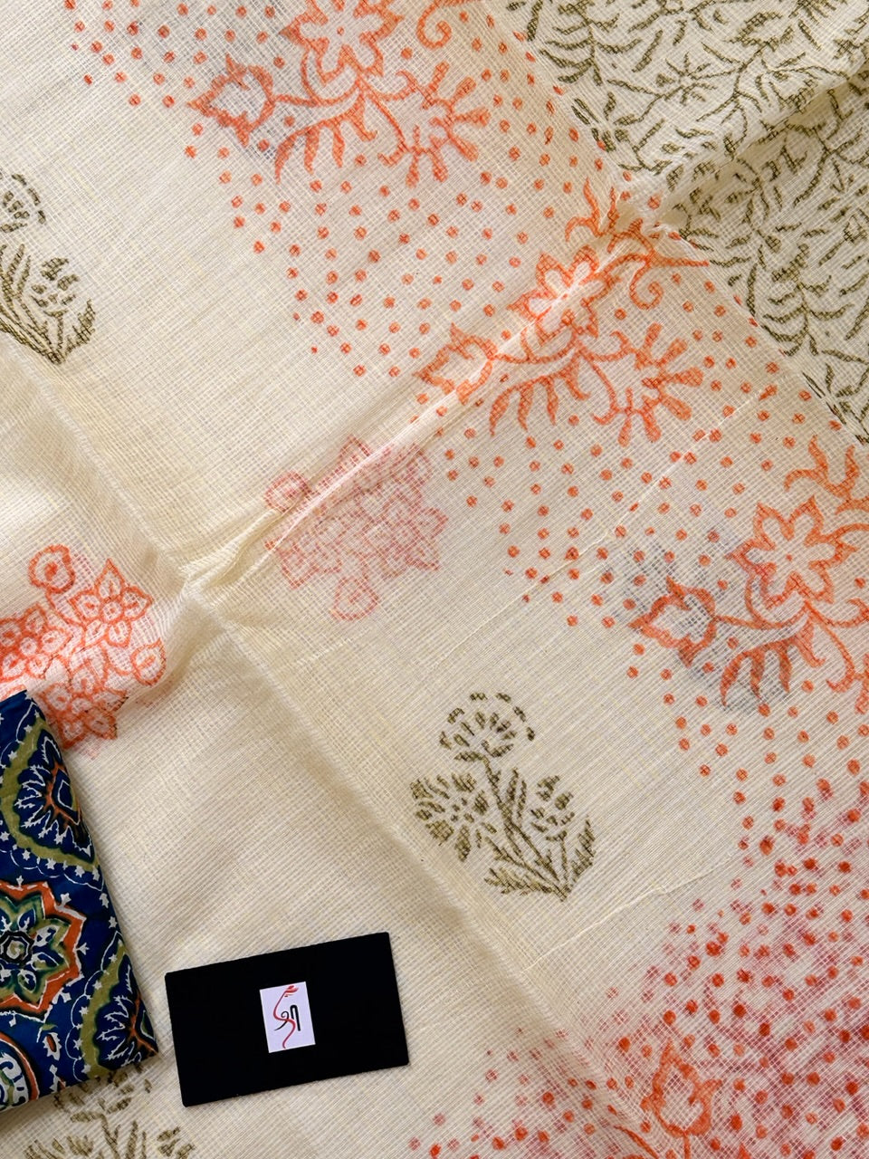 HandBlock Printed Kota Cotton Doria Saree