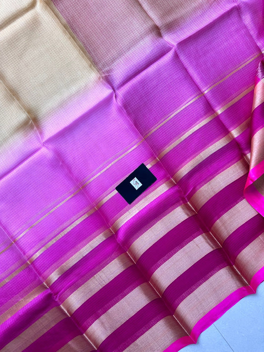 Pure Zari Stripe Multidyed Kota Silk Saree