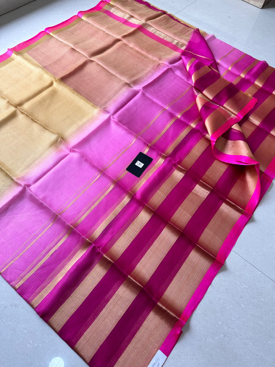 Pure Zari Stripe Multidyed Kota Silk Saree