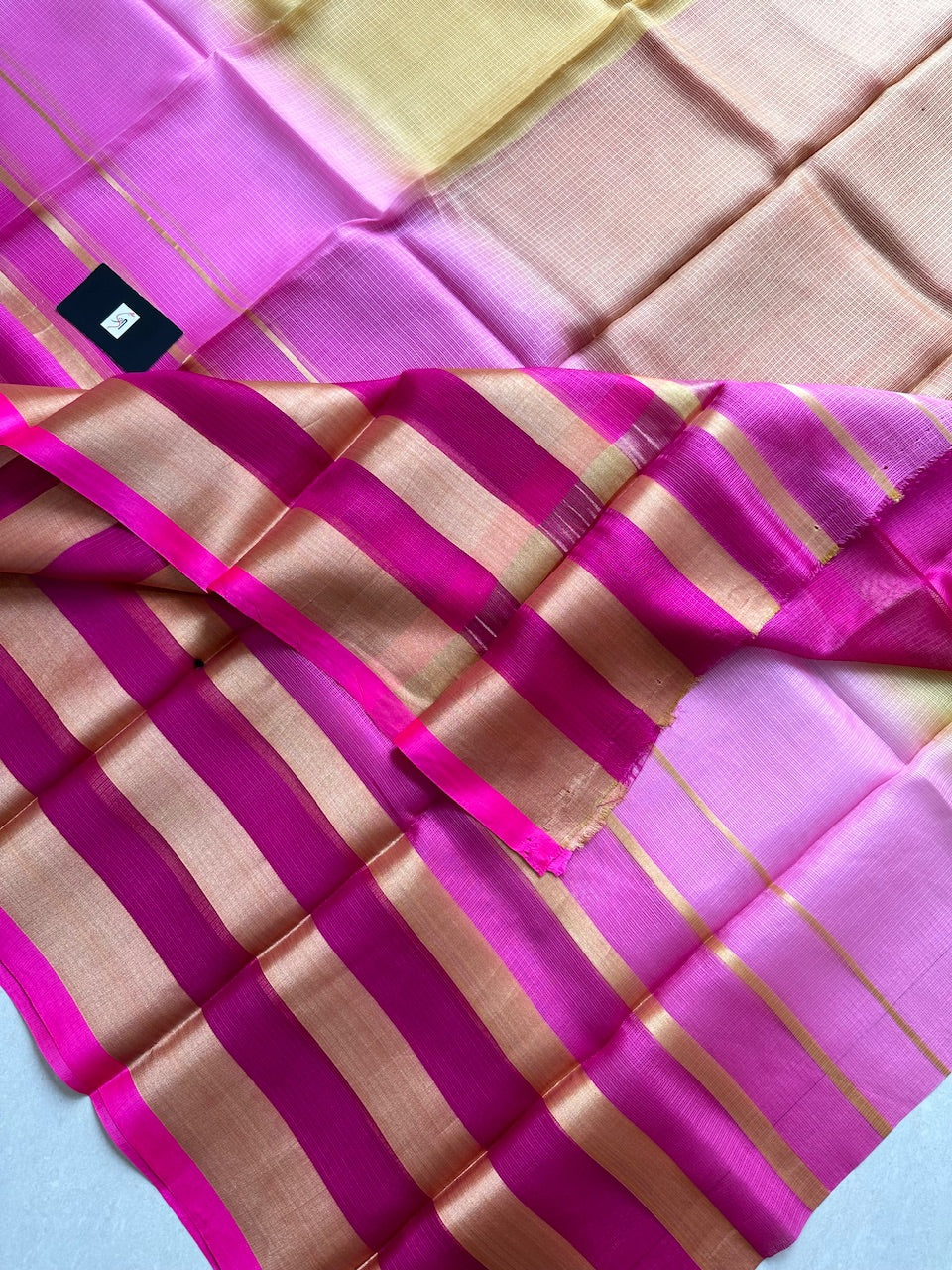 Pure Zari Stripe Multidyed Kota Silk Saree