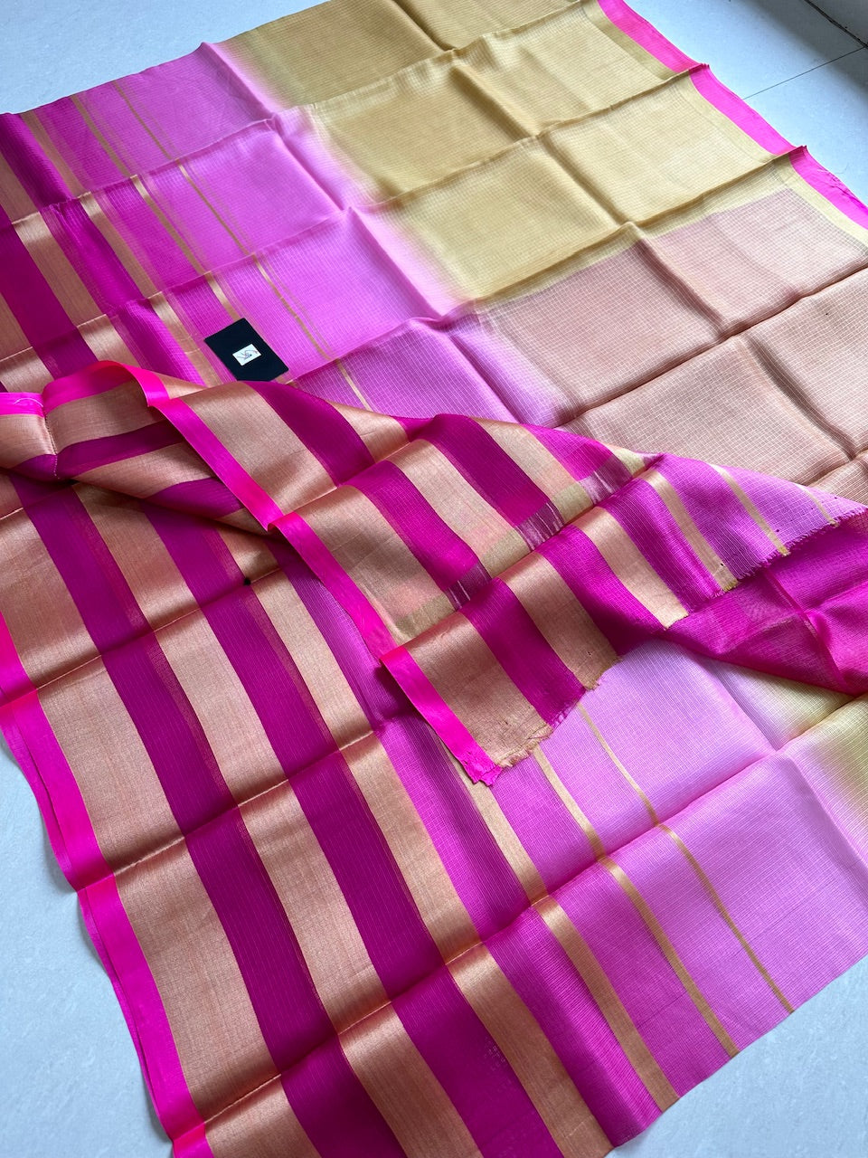 Pure Zari Stripe Multidyed Kota Silk Saree