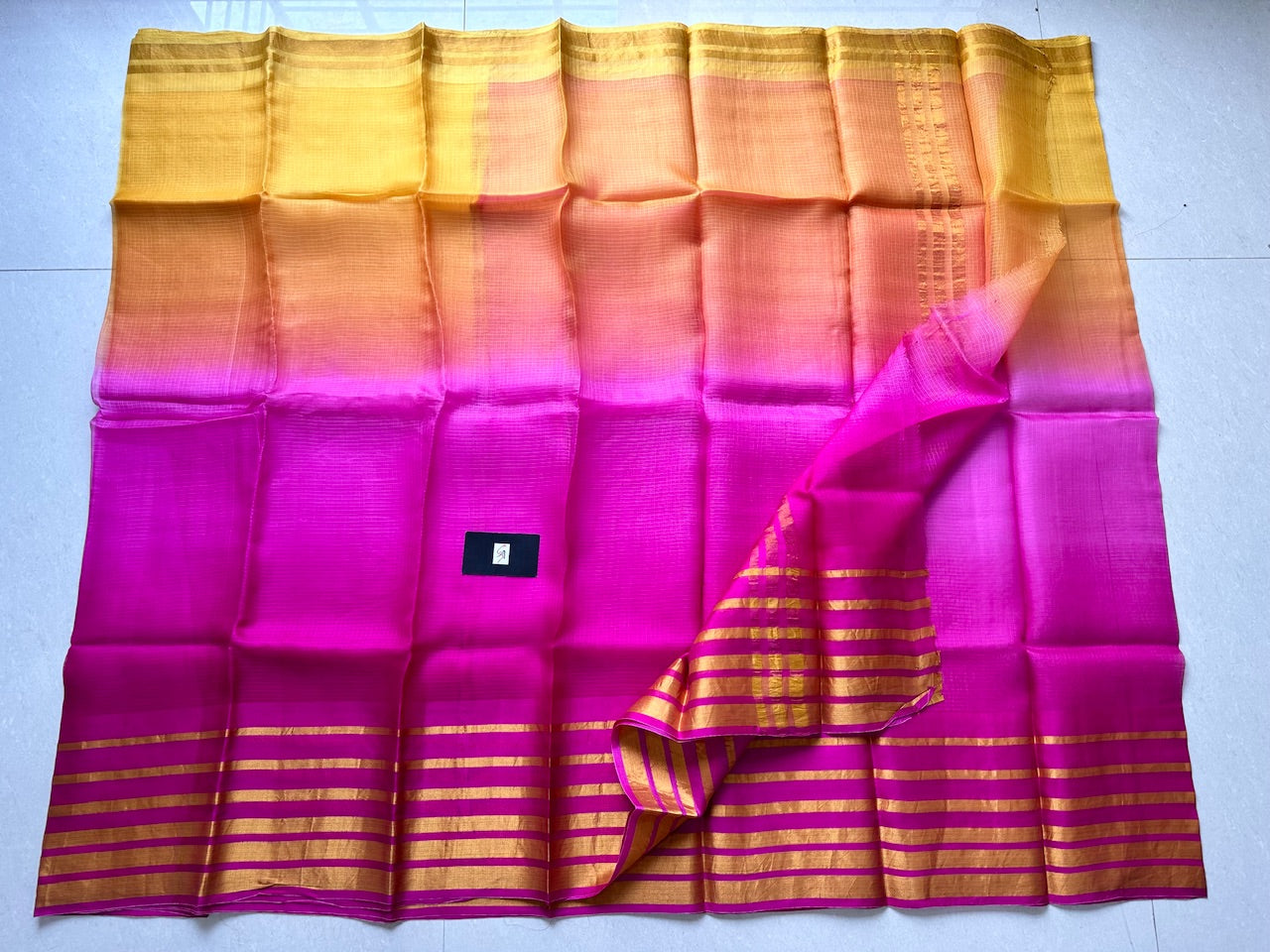 Pure Zari Stripe Multidyed Kota Silk Saree