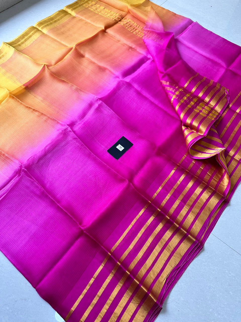 Pure Zari Stripe Multidyed Kota Silk Saree