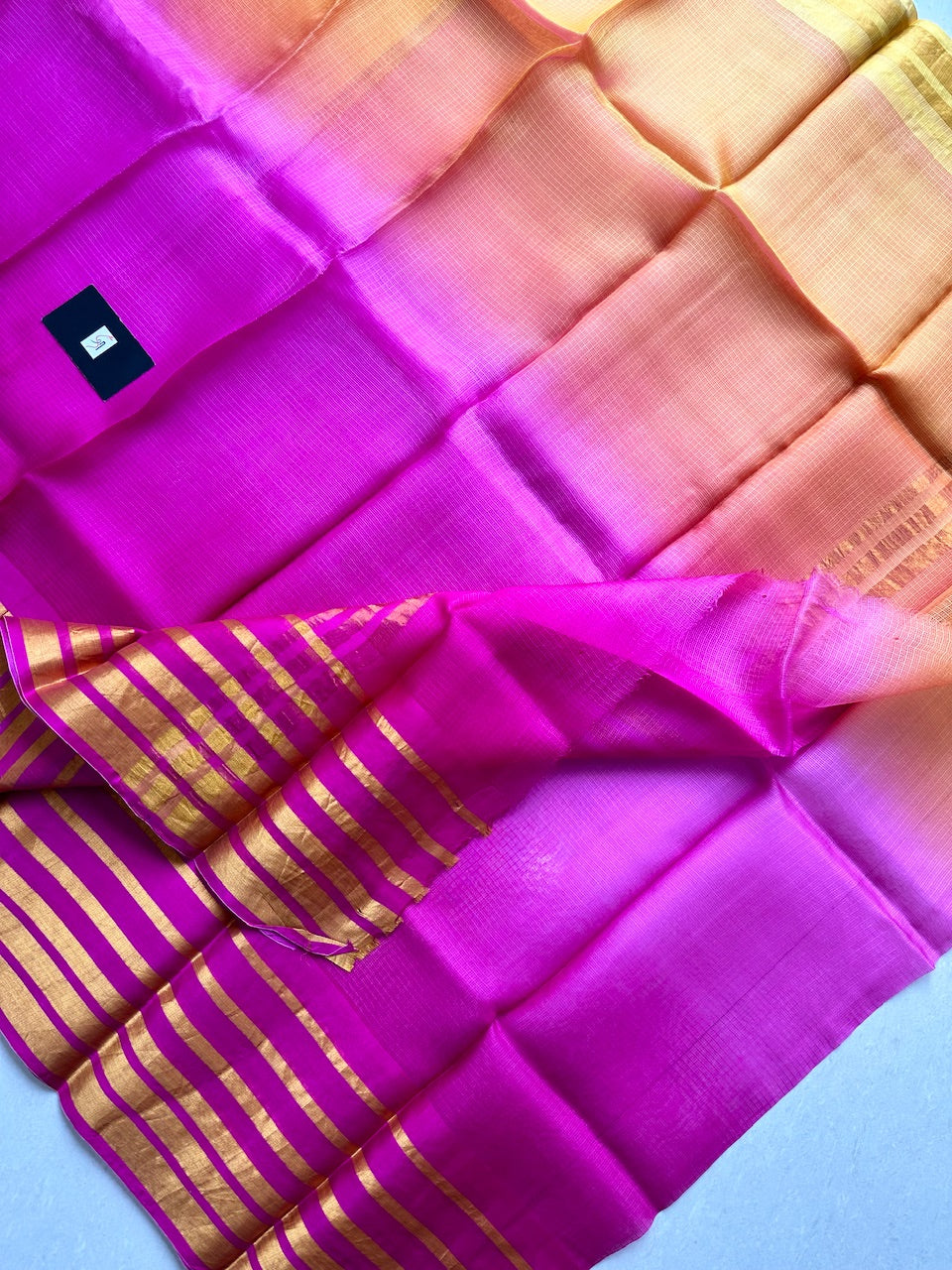 Pure Zari Stripe Multidyed Kota Silk Saree