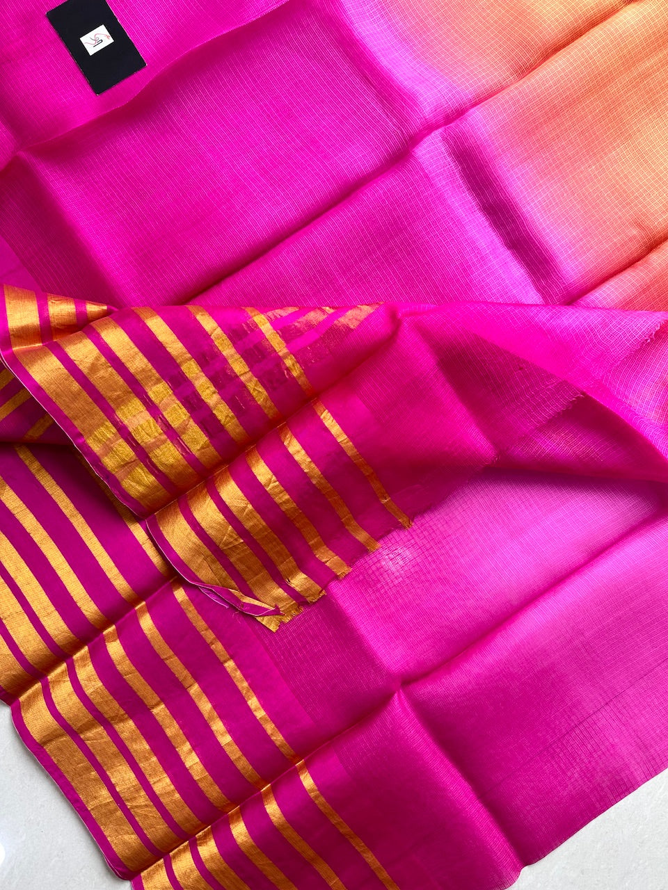 Pure Zari Stripe Multidyed Kota Silk Saree