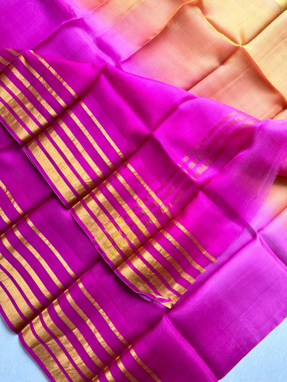 Pure Zari Stripe Multidyed Kota Silk Saree