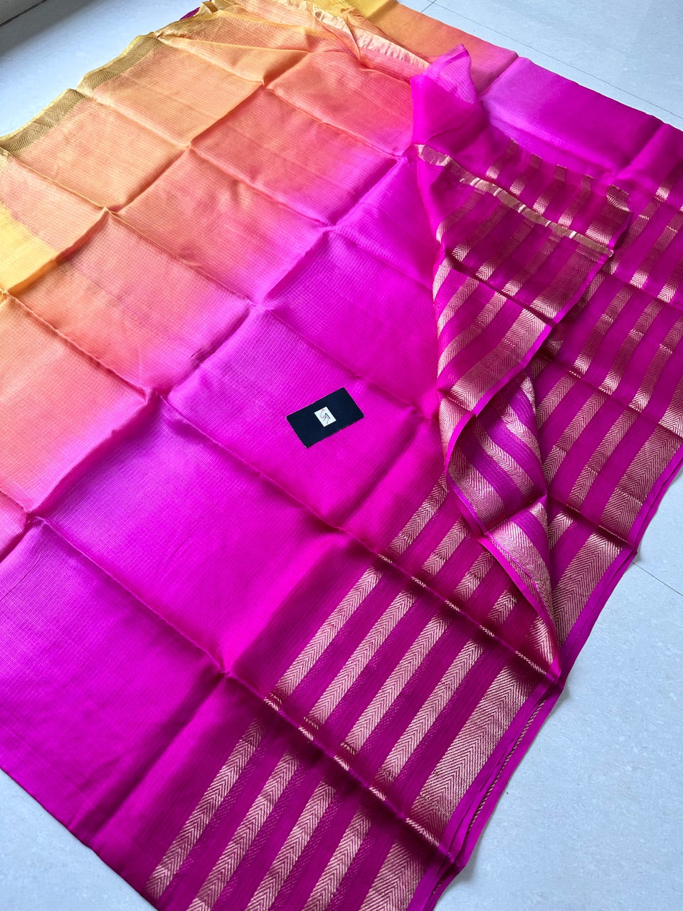 Pure Zari Stripe Multidyed Kota Silk Saree