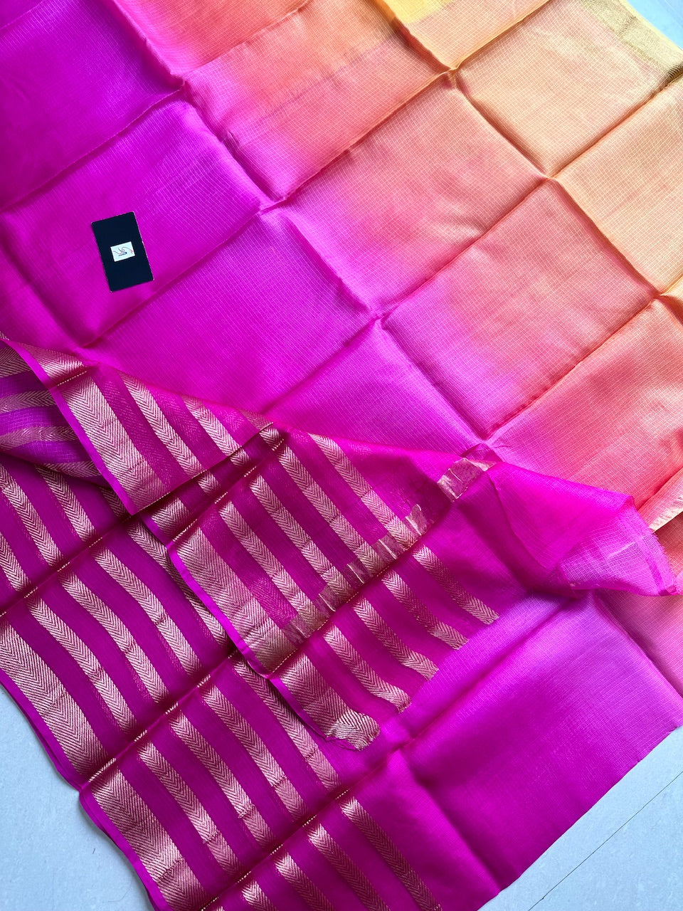 Pure Zari Stripe Multidyed Kota Silk Saree