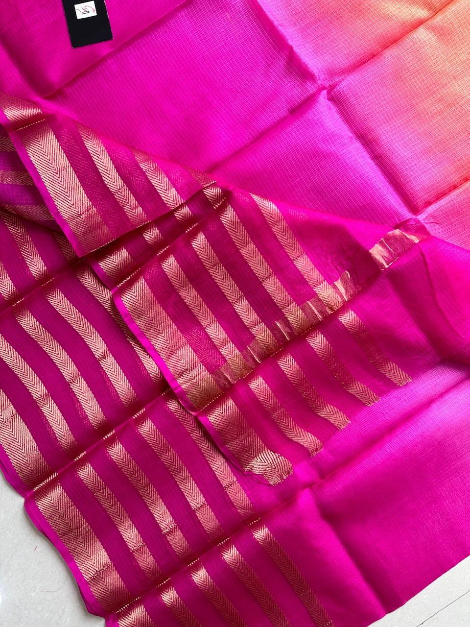 Pure Zari Stripe Multidyed Kota Silk Saree