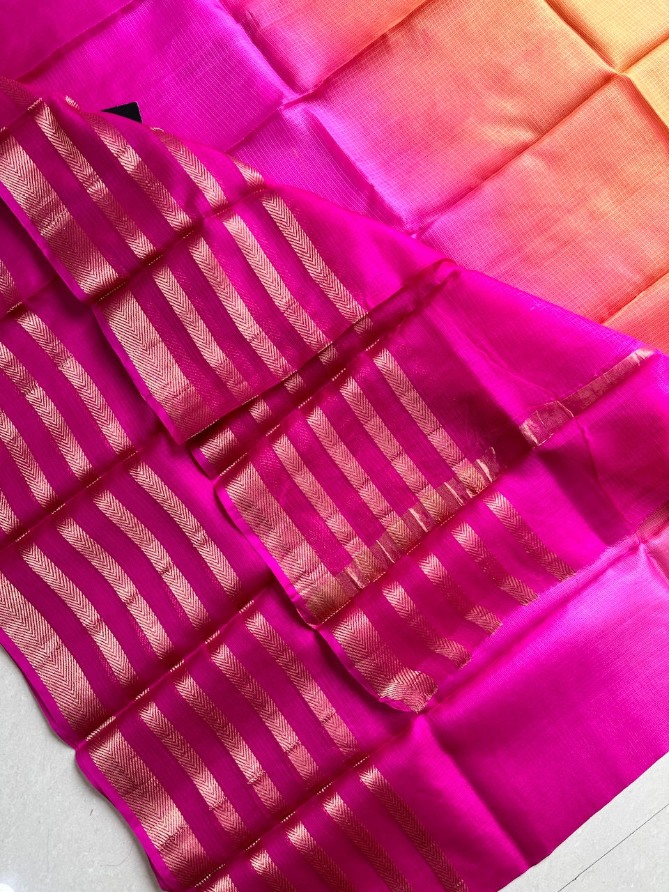 Pure Zari Stripe Multidyed Kota Silk Saree