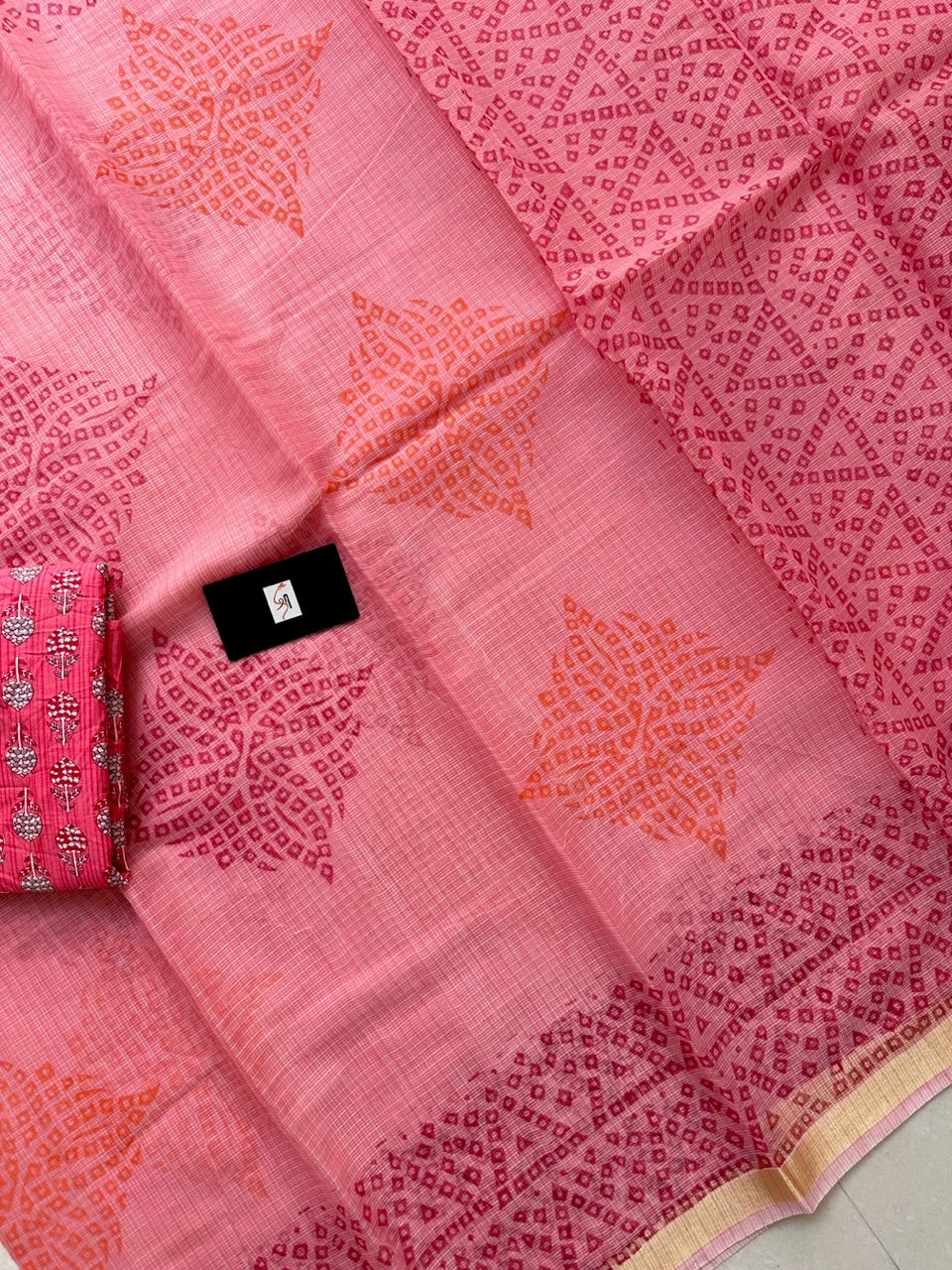 HandBlock Printed Kota Cotton Doria Saree