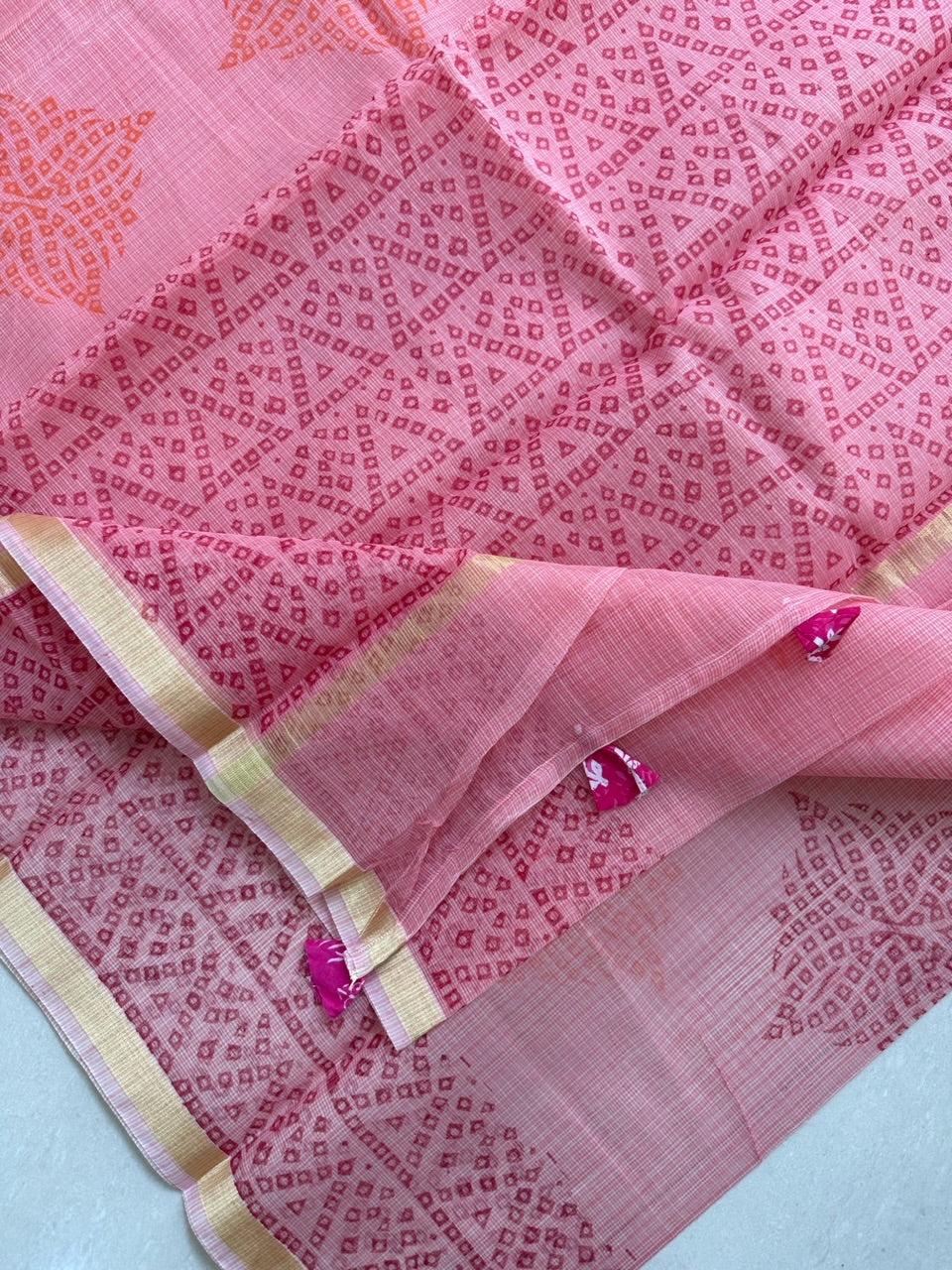 HandBlock Printed Kota Cotton Doria Saree