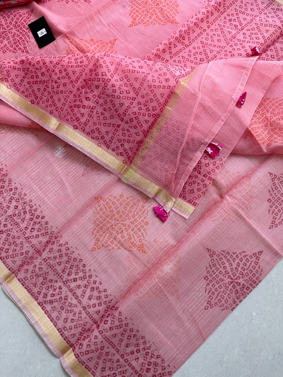 HandBlock Printed Kota Cotton Doria Saree