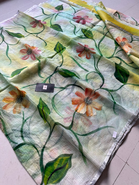 Handpainted Kota Cotton Doria Saree